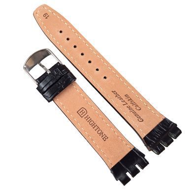 Шкіряний ремінець для годинника Swatch чорний ширина 19 мм Hightone HT-904